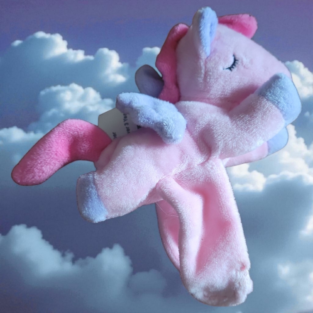 Flying Pink Stuffed Plush Soft Unicorn "Hook/Loop Fastener" Wrap Brass Key Inc